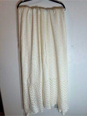 Cream Ivory Open Knit Throw Blanket with Chevron Border